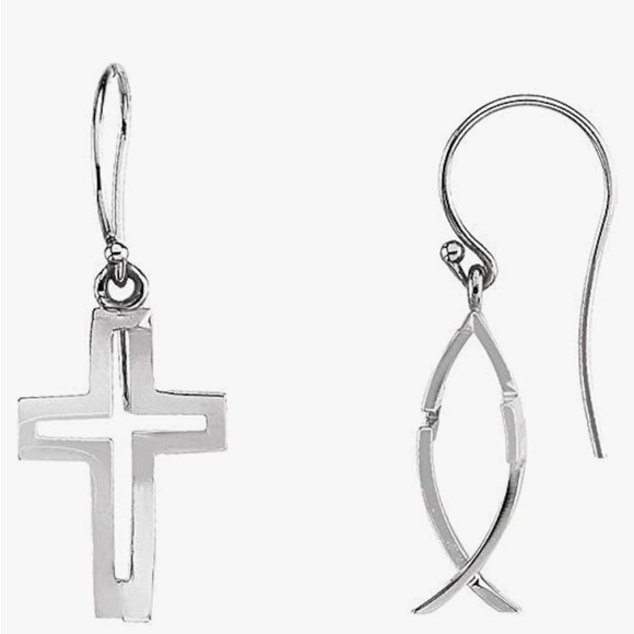 Cross Fish Silver earrings - Picture 3 of 7